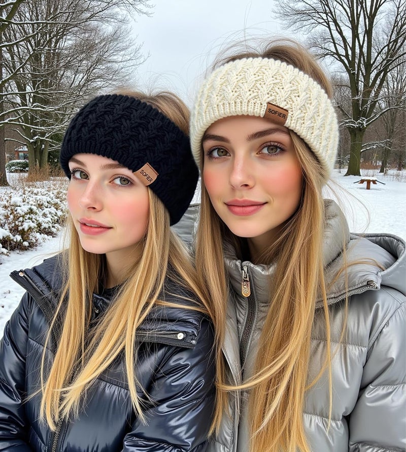Sofier Winter Headbands for Women Knit Ear Warmers Soft Fuzzy Fleece Lined Cold Weather Ear Muffs Christmas Stocking Stuffers Gifts - Image 4